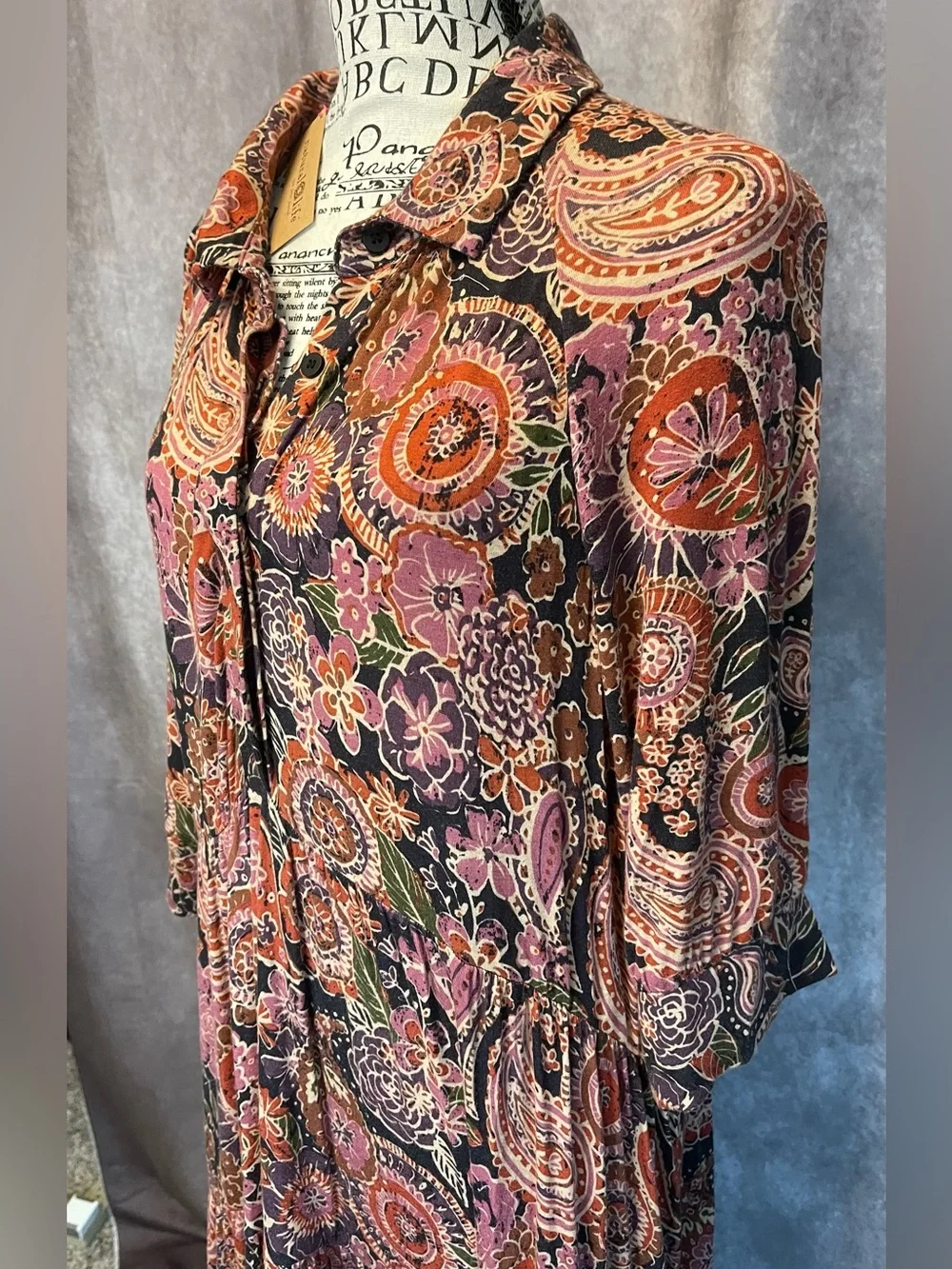 NATURAL LIFE Paisley Print Dress in Rust, Olive, and Blush NWT XL - Picture 3 of 6